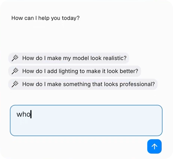 Womp AI assistant floating overlay with suggested questions